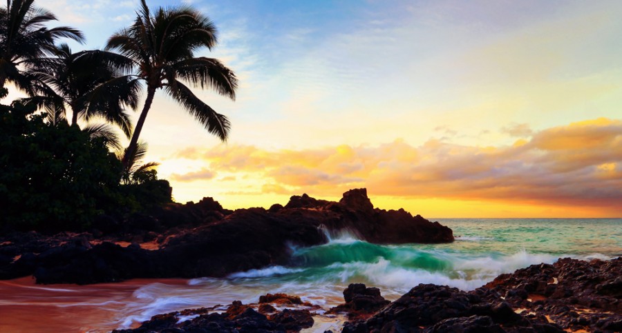 Maui coast at sunset
