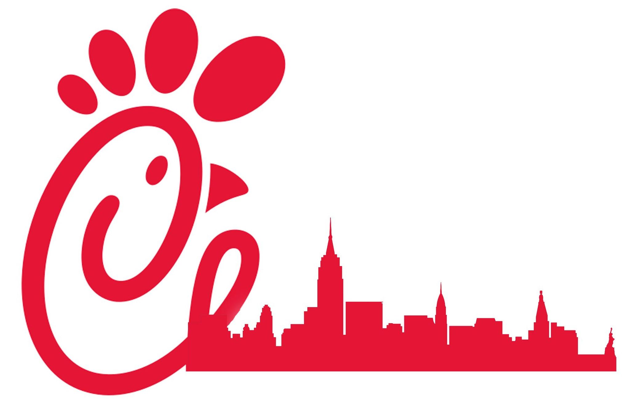 Chick-fil-A logo on NY skyline