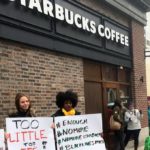 Protestors outside Starbucks