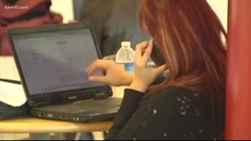 Woman using laptop