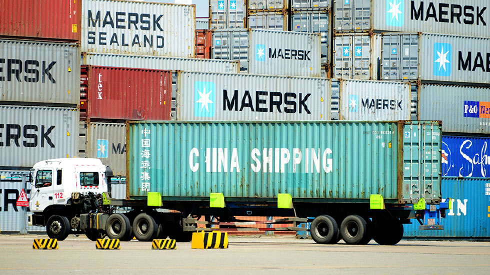 Chinese Shipping container on the docks