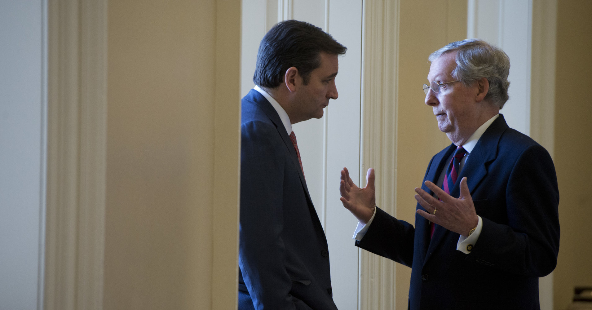 Mitch McConnell talks with Ted Cruz,