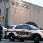 Police officers guard the Tree of Life synagogue