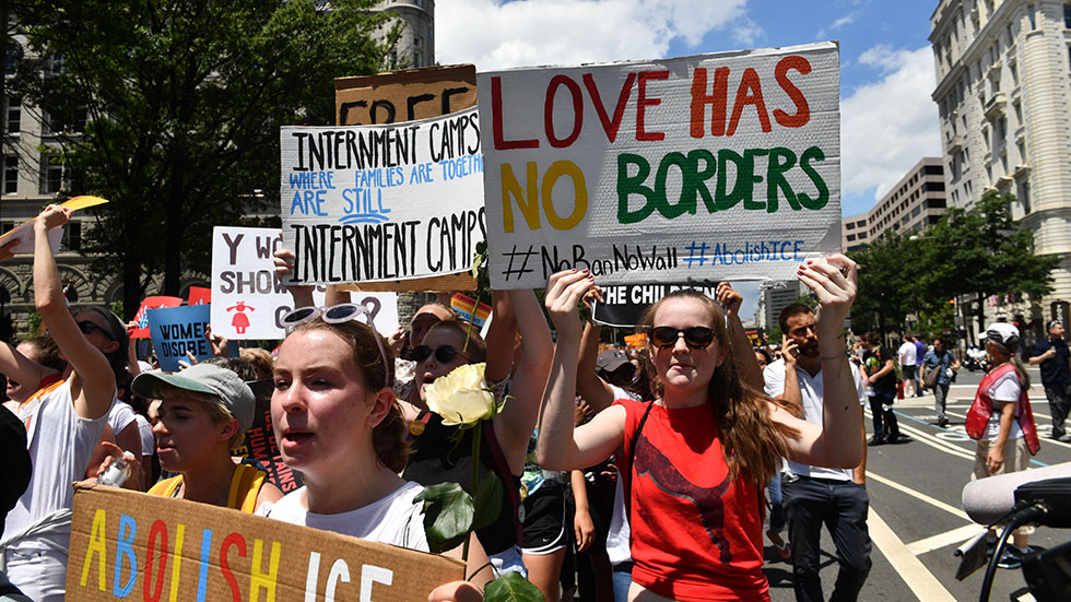 Demonstrators in Washington, DC, on June 28, 2018