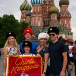 Hunt Family standing in front of St. Basil’s Cathedral