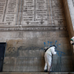 Graffiti is removed from the Arc de Triomphe