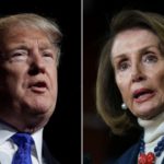 Trump-Pelosi speaking - split screen