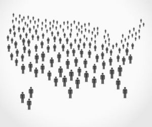 People in the shape of USA