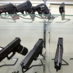 handguns in a display case