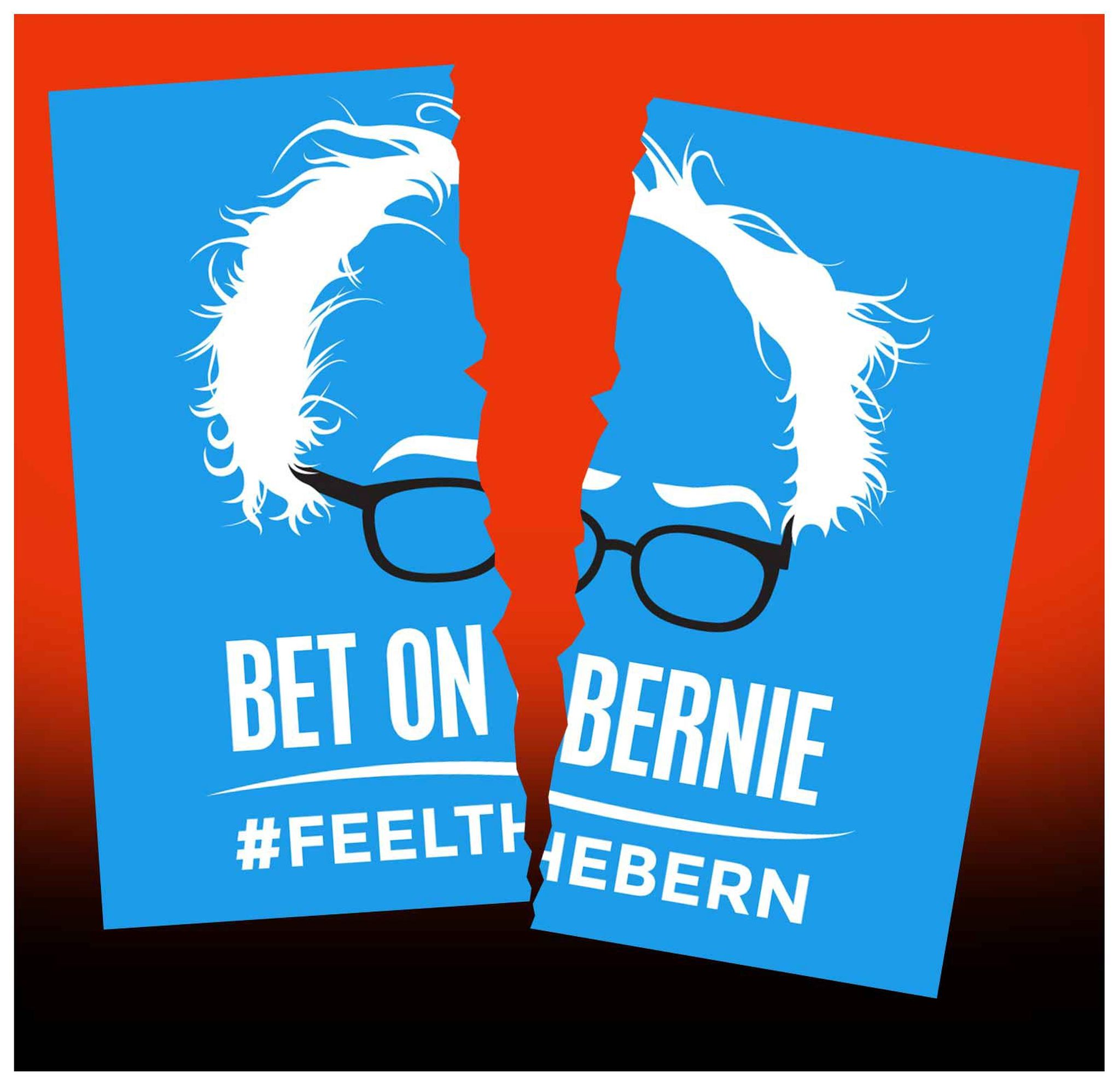 Bet on Bernie poster ripped in half