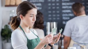 counting money - barista