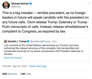 tweet from Michael McFaul