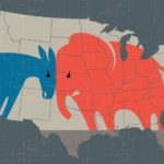 blue donkey vs red elephant on US map