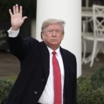 President Trump waves - White House Porch