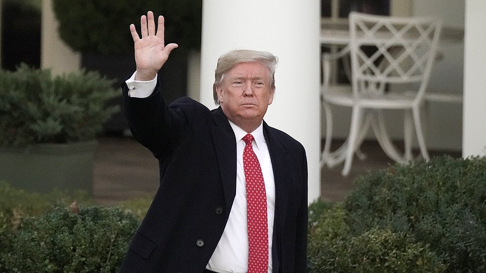 President Trump waves - White House Porch