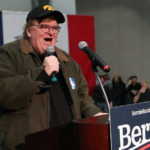 Michael Moore speaks at Bernie Sanders rally