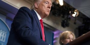Trump at Podium, frowns
