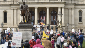 Protestors at MI capital