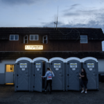 Port-a-potties outside drive-in theater