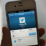 Phone showing twitter logo