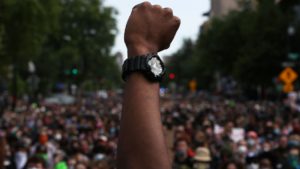 washington protesters fists raised