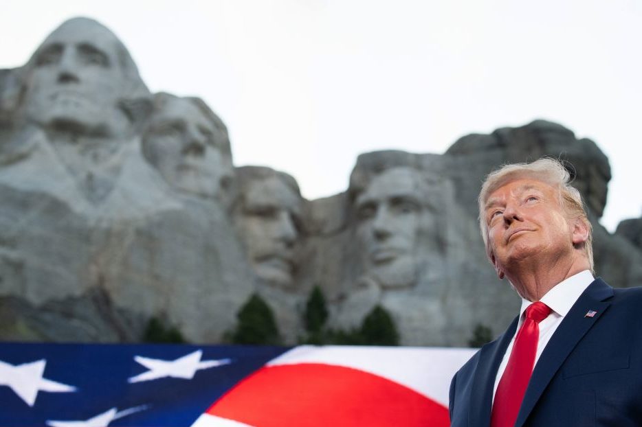 Trump in front of Mt. Rushmore