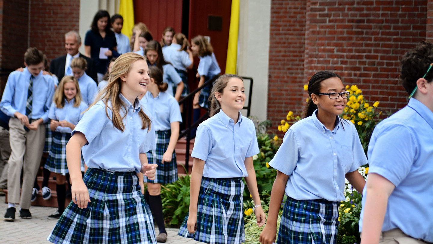 church school children in uniforms