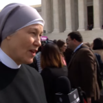 Little Sisters of the Poor nun on Supreme Court steps