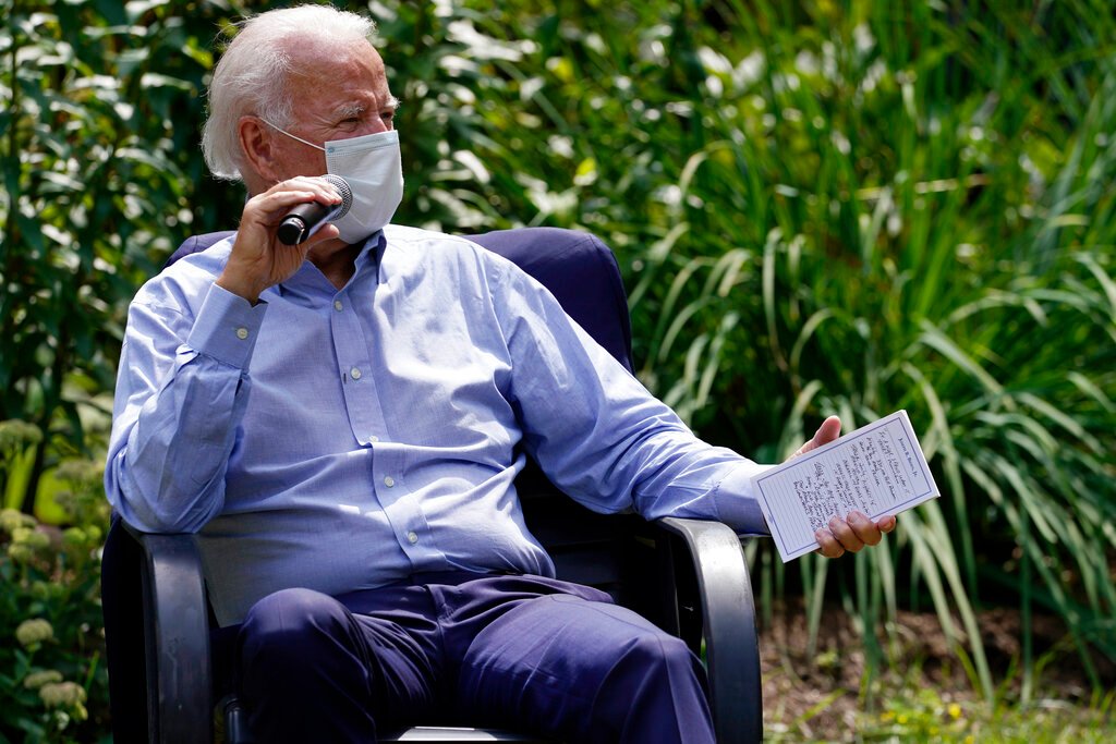 Joe Biden outside notes mic