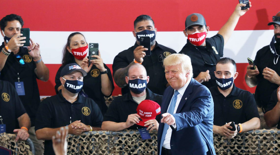 Trump and supporters w masks copy