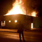 Flames engulf the Community Corrections Division building, Kenosha, WI