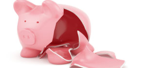 Empty broken piggy bank
