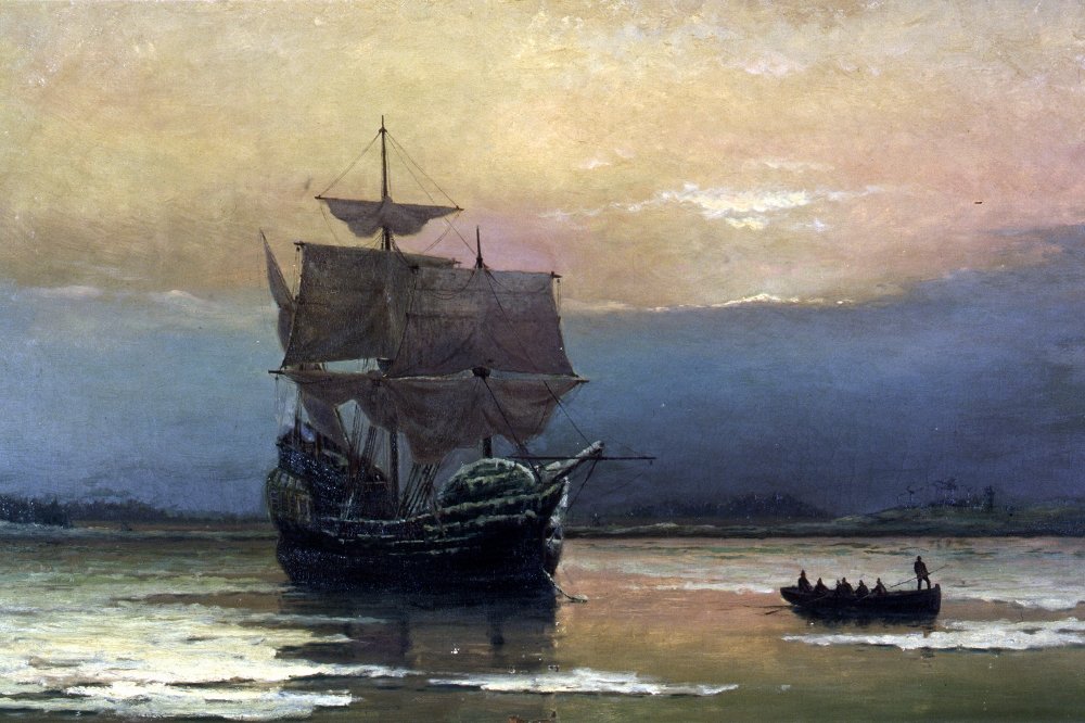 Mayflower in Plymouth Harbor by William Halsall
