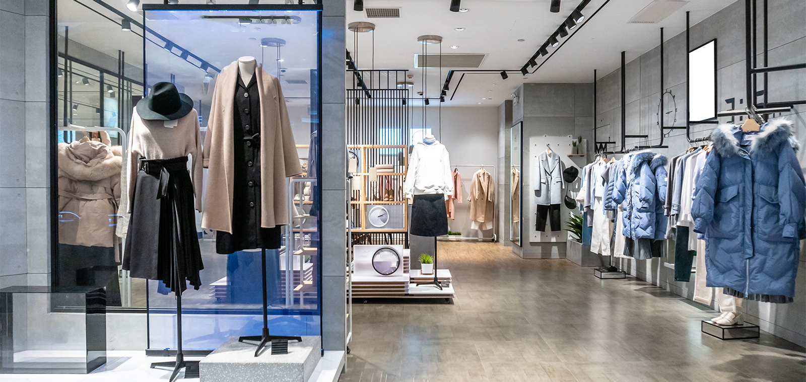 clothing store modern blue