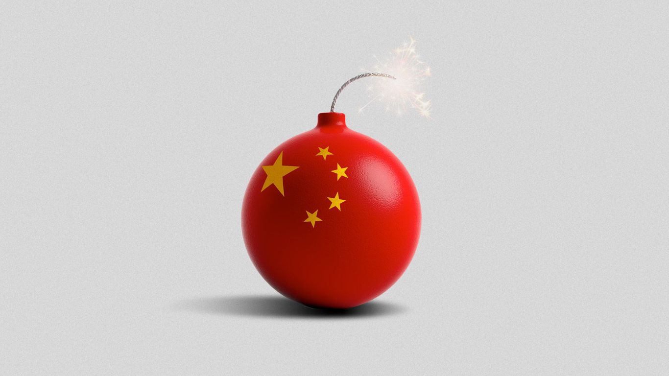 China as bomb with lit fuse