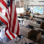 Socially distanced classroom - US Flag