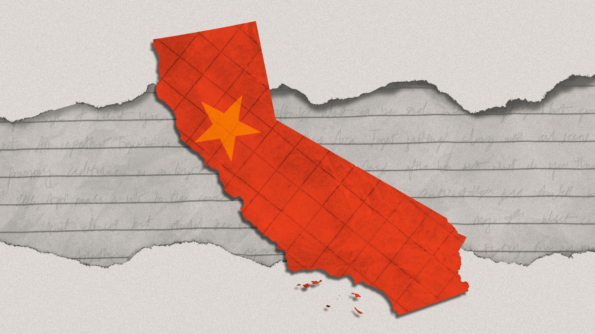 chinese insignia in the shape of california