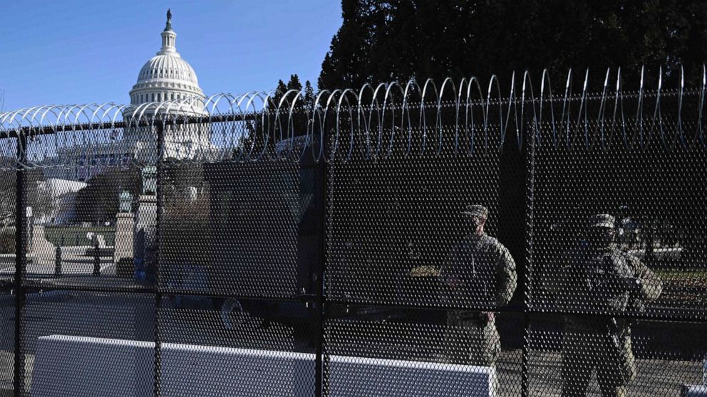 Razor-wire fencing around the Capitol