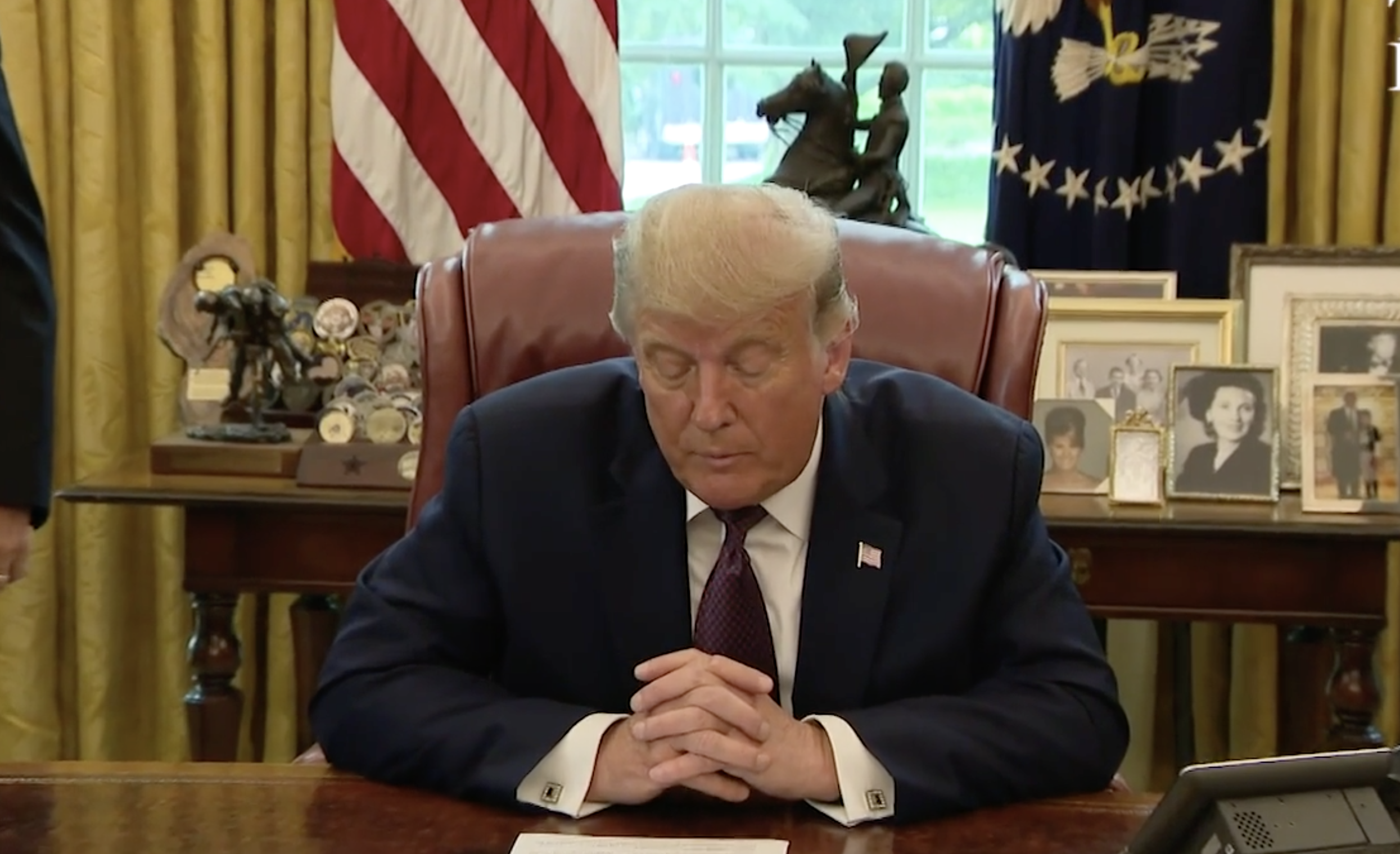 Screen Shot of President Trump in Oval Office