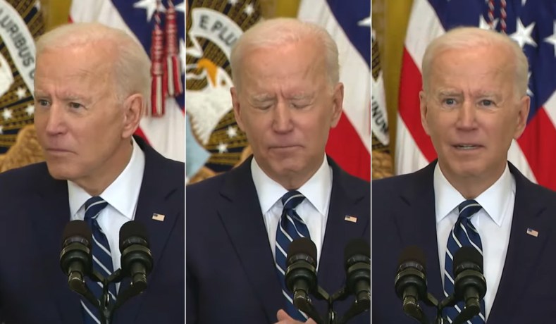 Biden 1st press conf - faces