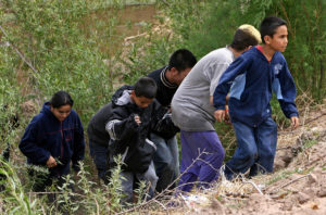 Children crossing the border