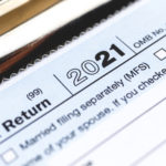 Tax time 2021 with 1049 individual tax form close-up