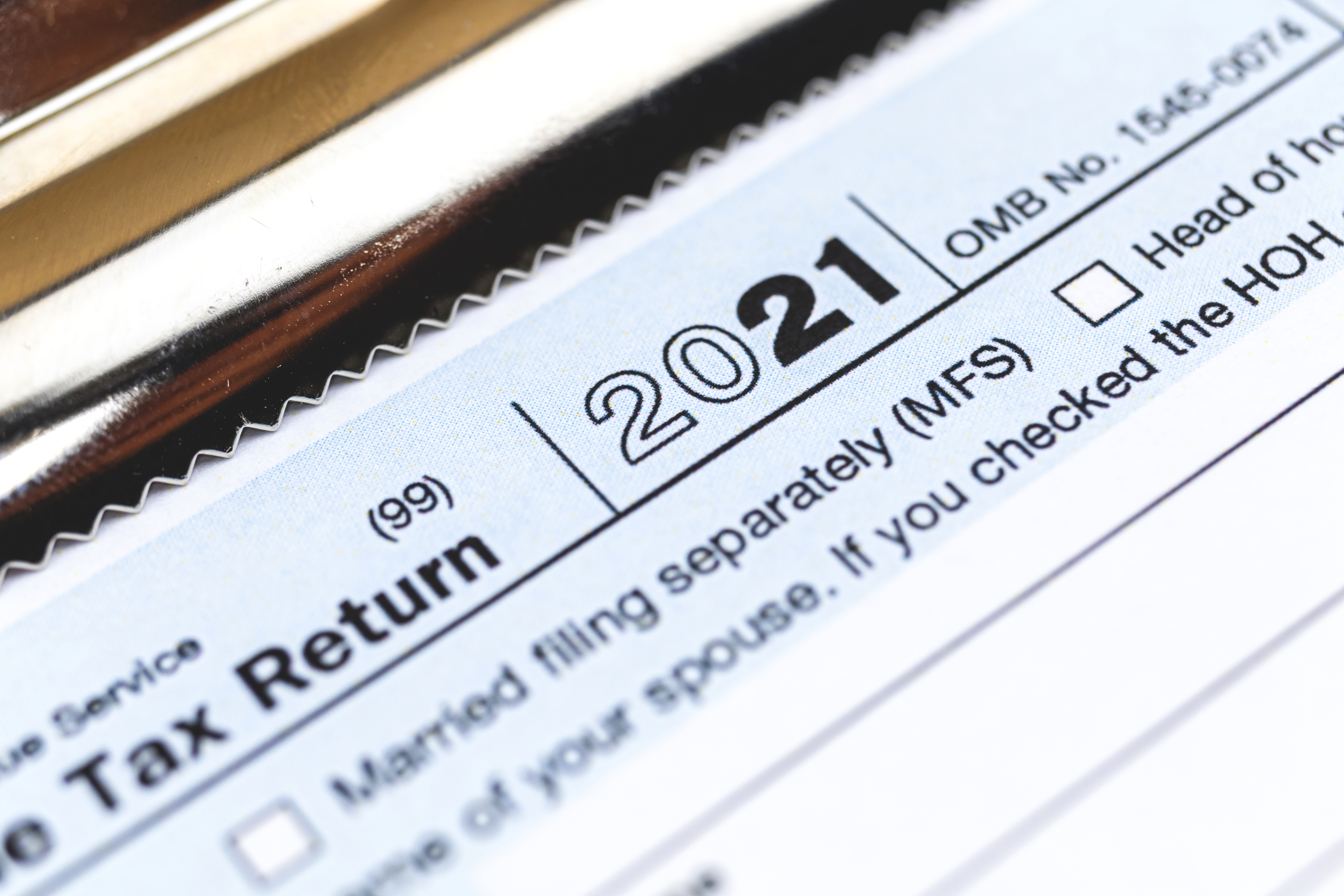 Tax time 2021 with 1049 individual tax form close-up