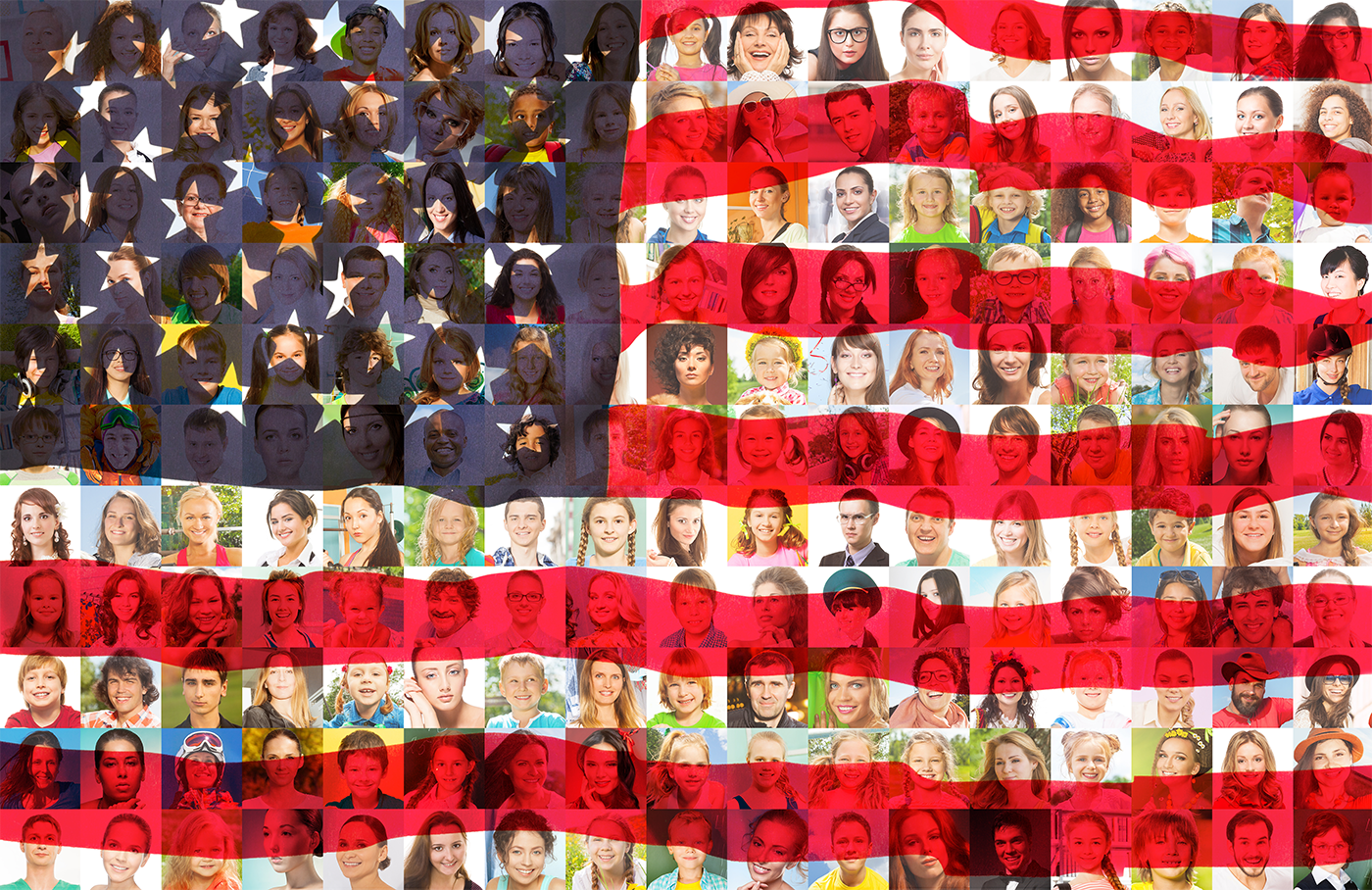 US Flag w citizen faces