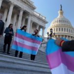 politicians on Capital steps - transgender flag