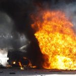 car fire in Ashkelon from Gaza bomb
