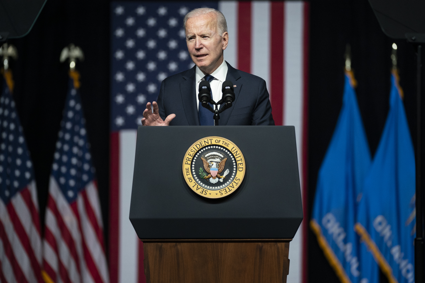 Biden speaks at Presidential Podium