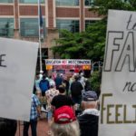 CRT Protesters outside school