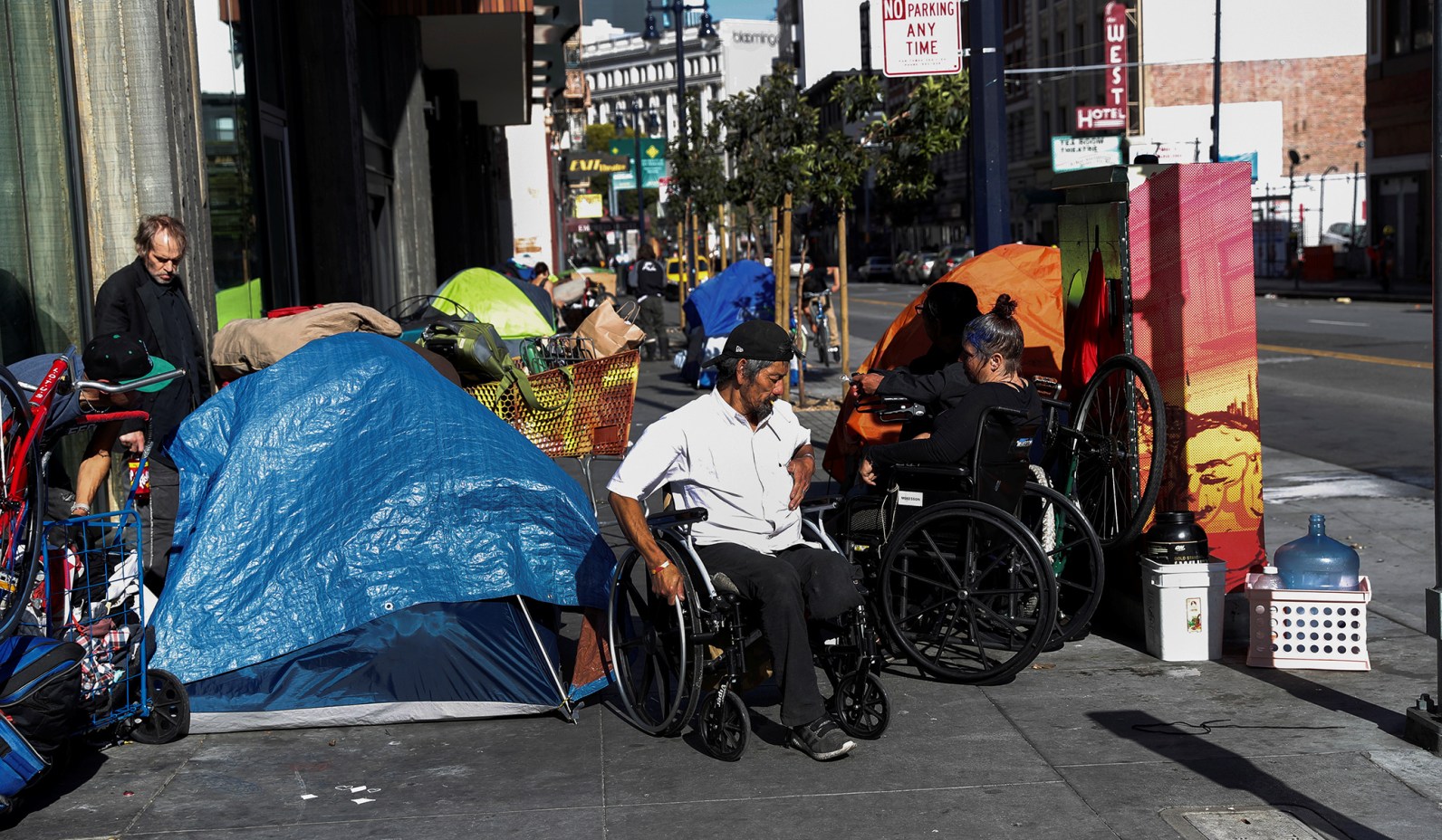 San Francisco street filled with Homeless squatters