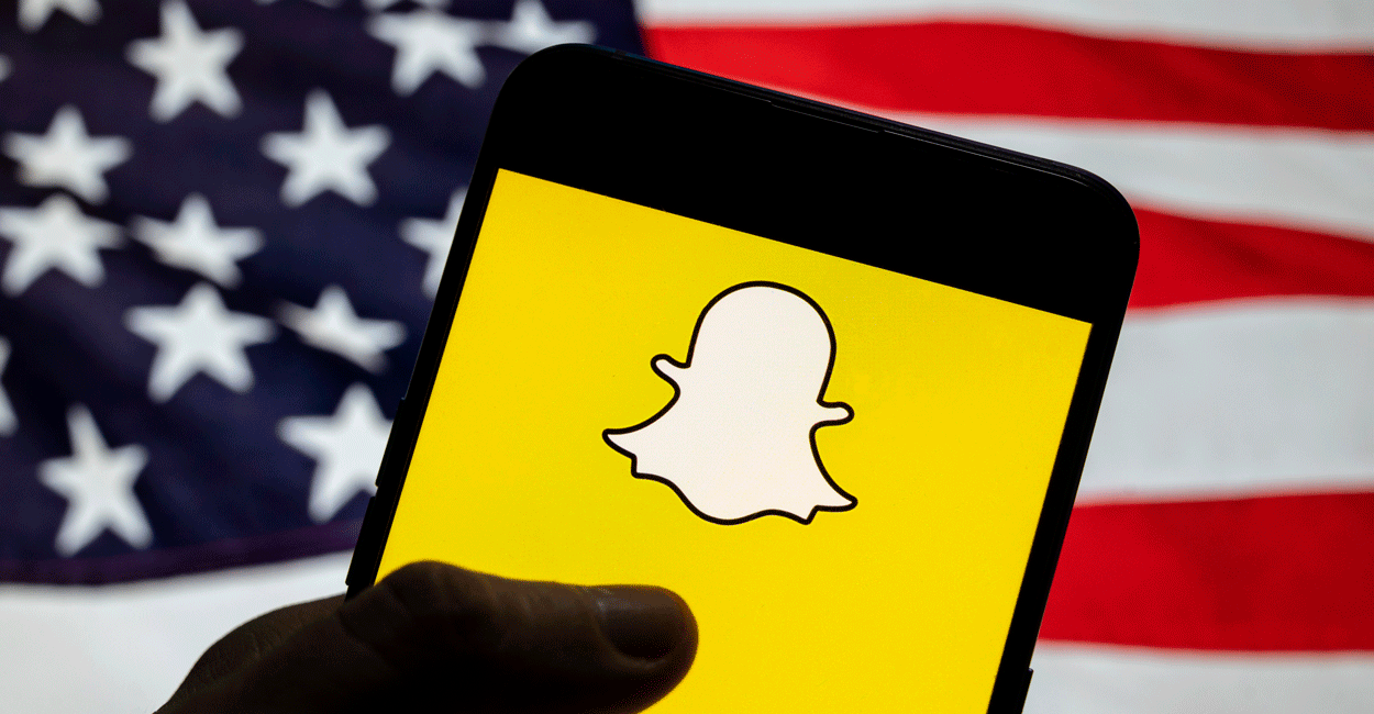 Snapchat logo on US Flag